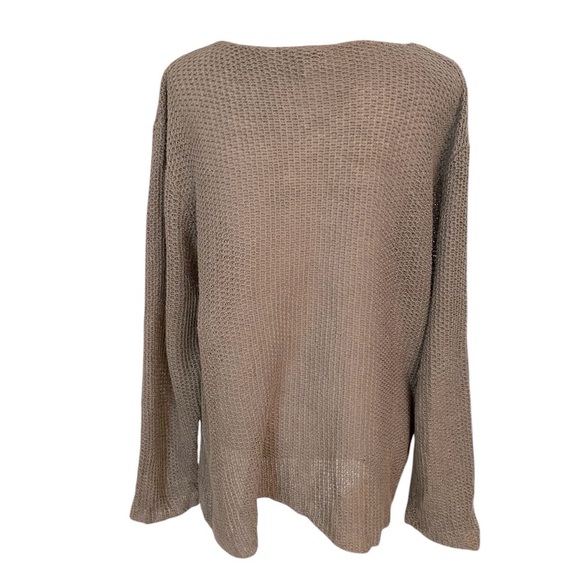 Eileen Fisher Women's 100% Linen V-Neck Sweater Size L Gray/Taupe Lightweight - Picture 5 of 11